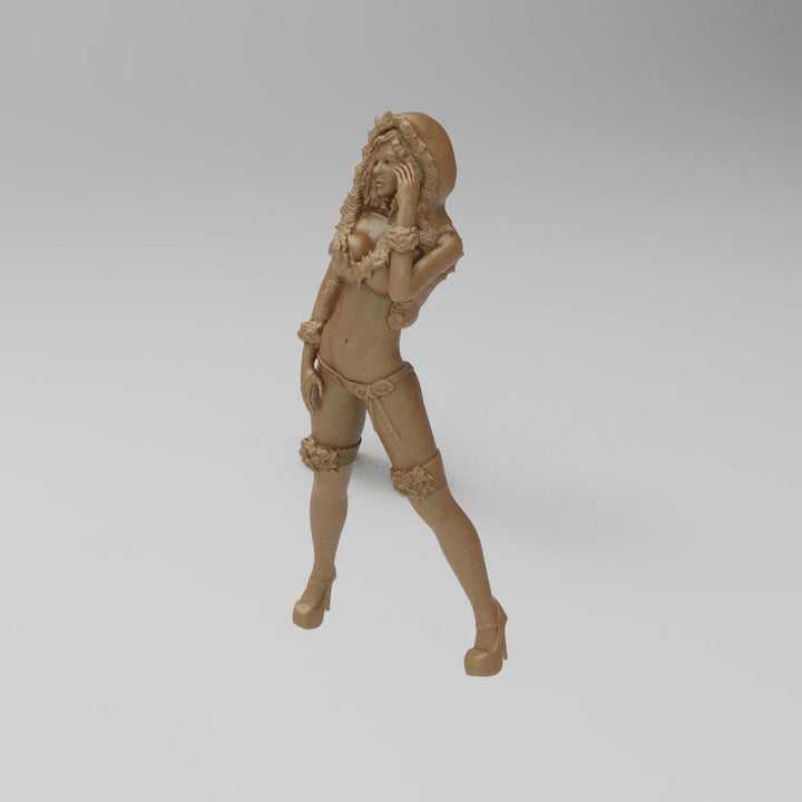 Unpainted terracotta resin 3D model of a female Santa&