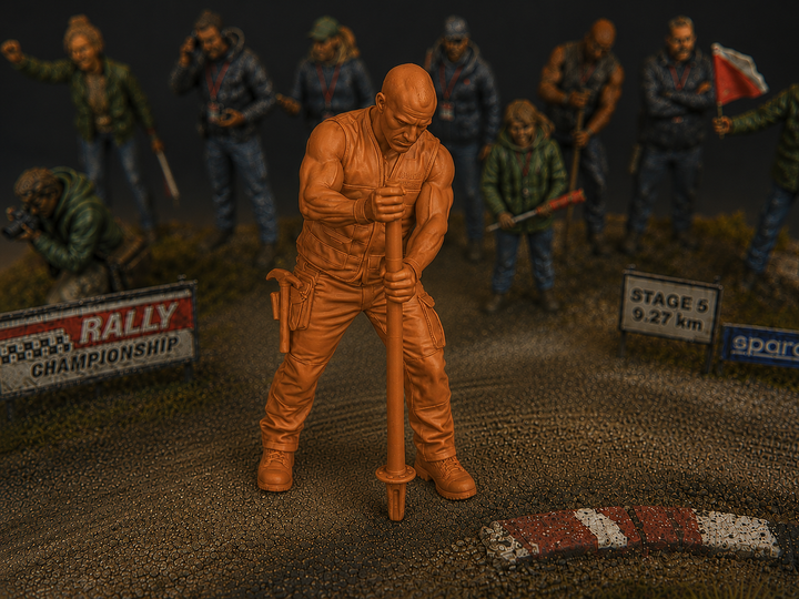 Painted-012 - Trackside Rally Crew - The Barrier Marshal (Male)
