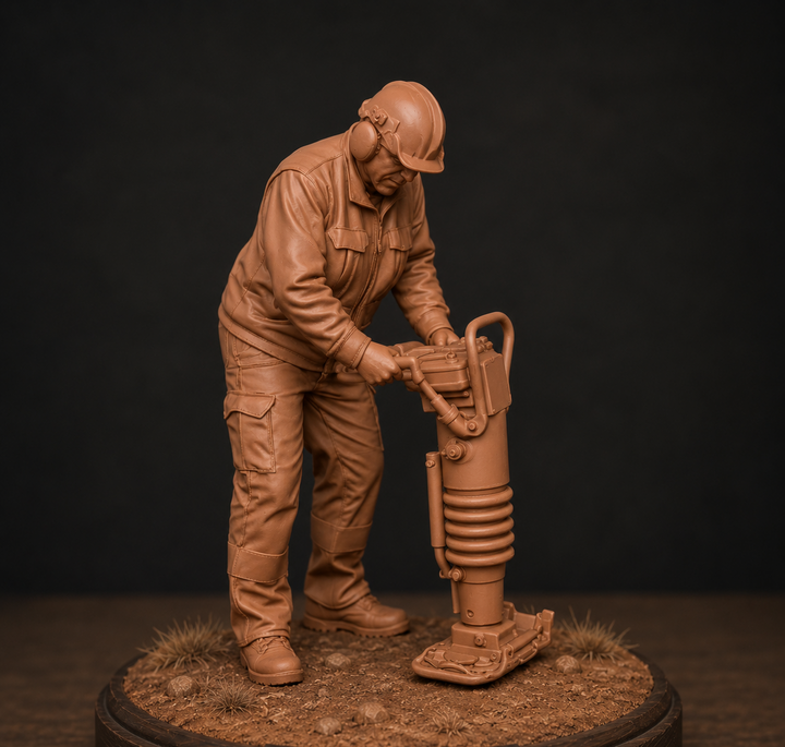 Painted-9305 Modern Road Workers - 11 With Wacker Plate