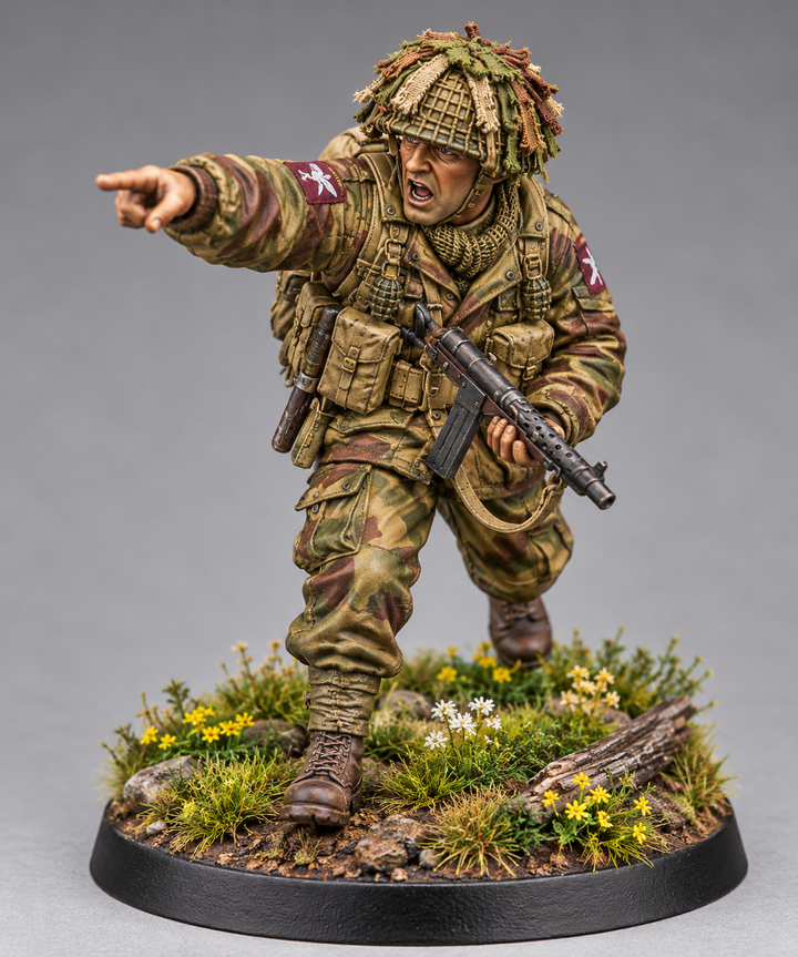 WB-UKP-002 NCO Advancing Shouting Orders with Sten Gun 1 Heroic