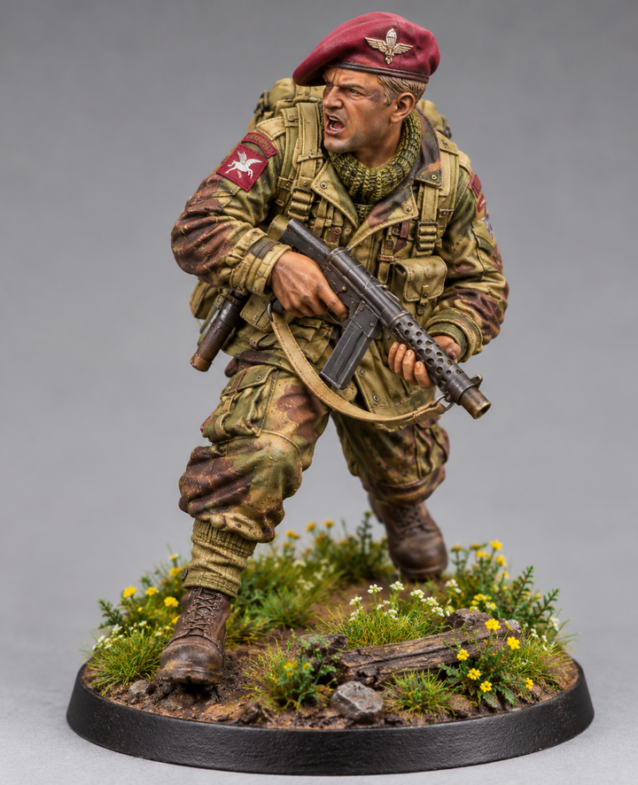 WB-UKP-002 NCO Advancing Shouting Orders with Sten Gun 2 Heroic