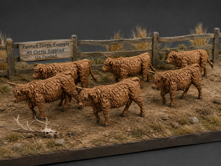 Painted-F002 Highland Cows Walking x 6
