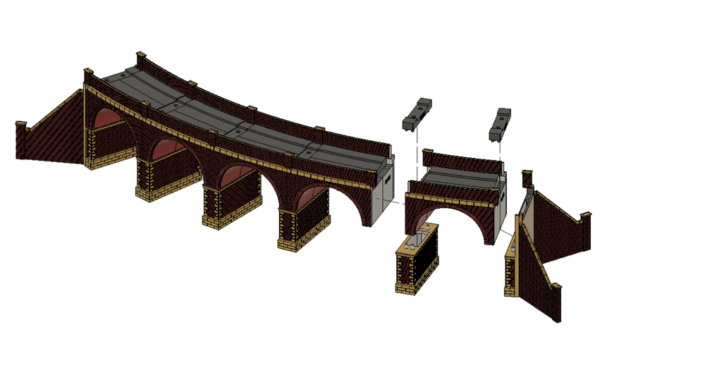 FM911 – Single Track Brick Viaduct Curved