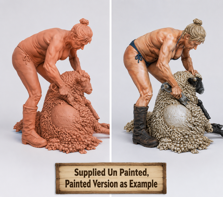 SW9504 Female Farmer wearing Bikini Sheering Sheep
