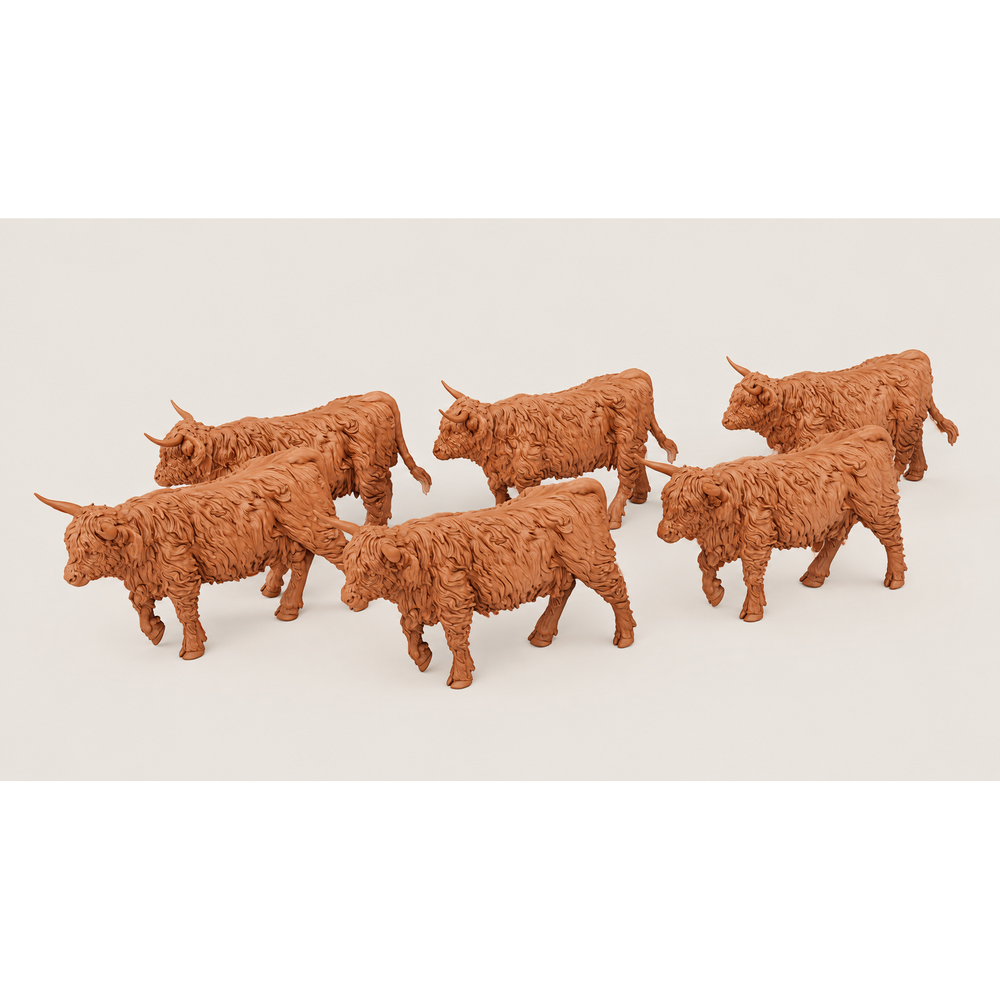 SWF002 Highland Cows Walking x 6