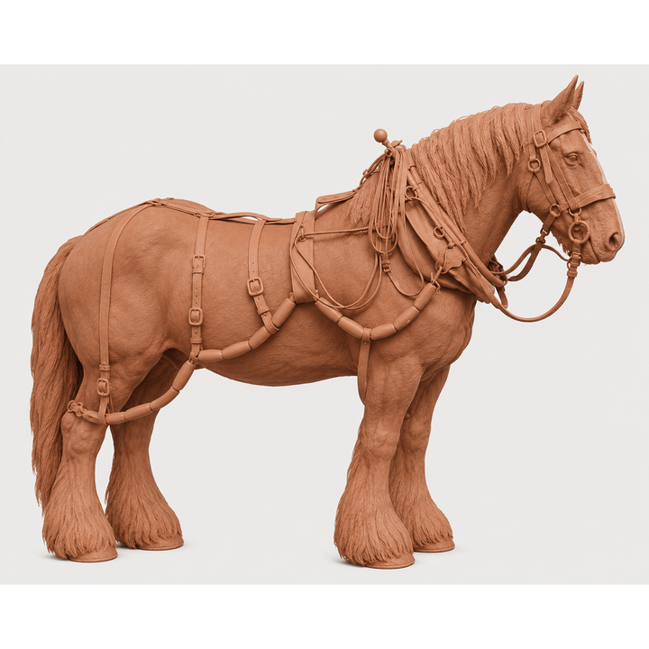SWF004 Shire Horse A with Canal Boat Pulling Harness