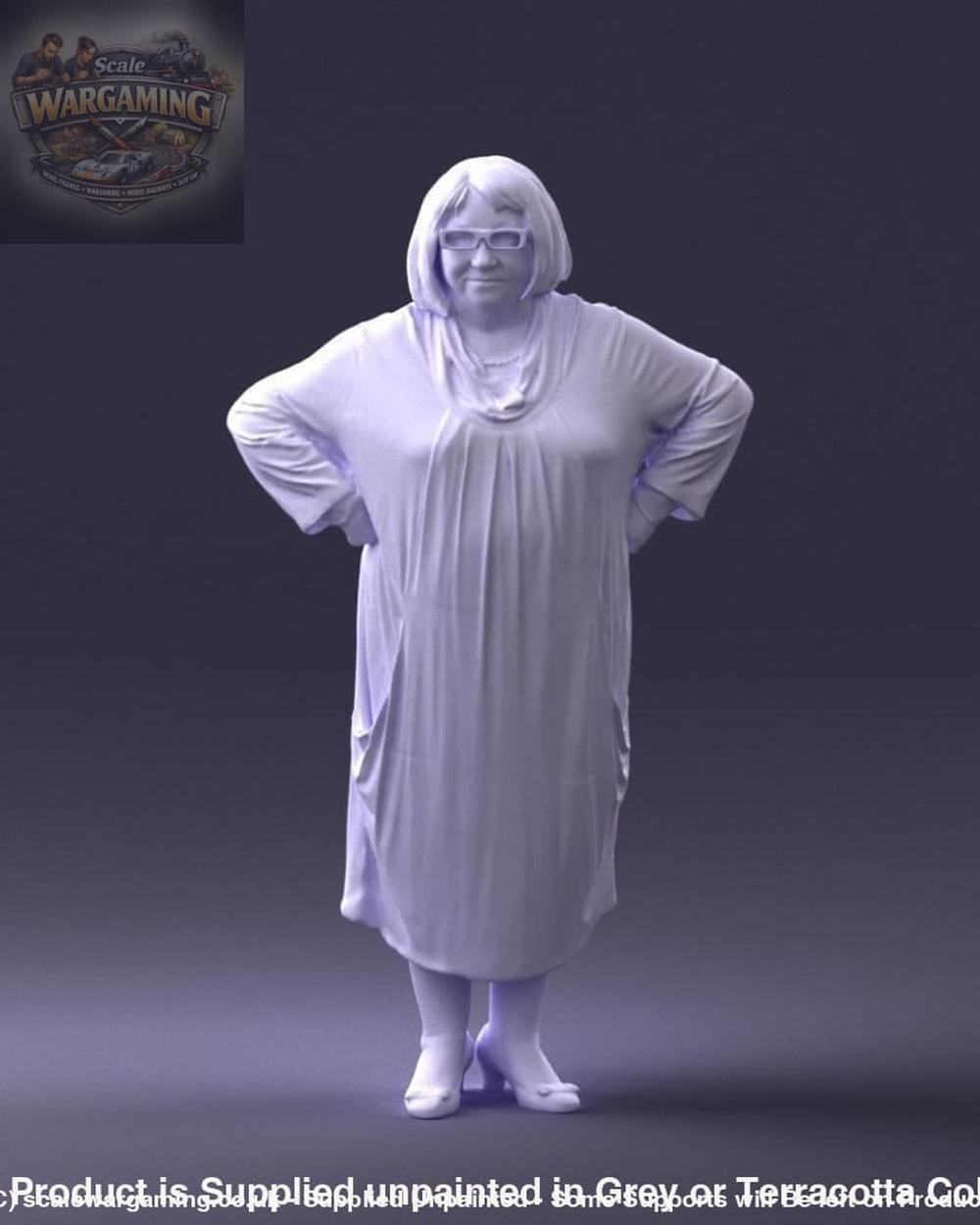 Stern Pensioner Older Lady Figure