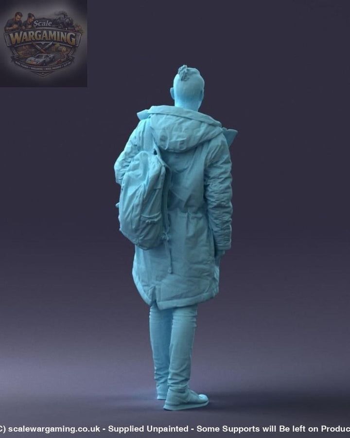 Male In Winter Coat With Shoulder Bag Figure