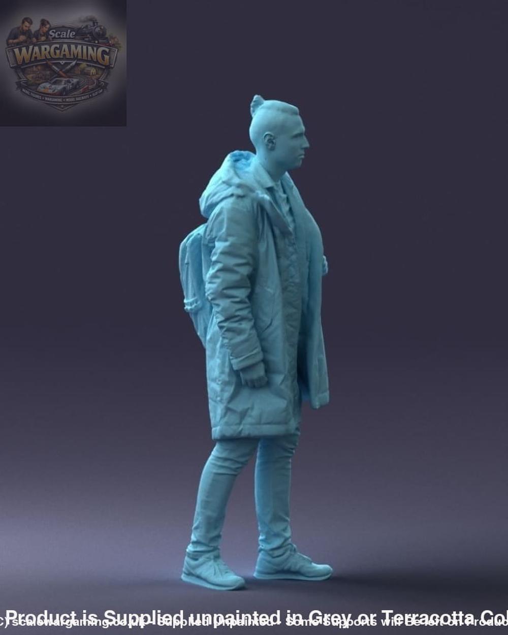 Male In Winter Coat With Shoulder Bag Figure