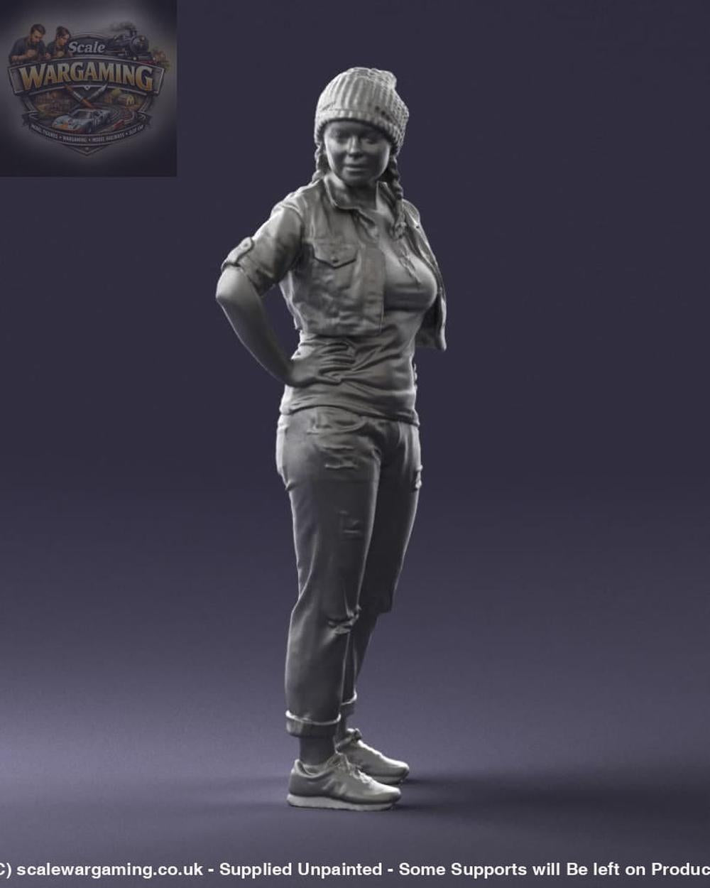 Young Girl In Hat Hands On Hips Figure