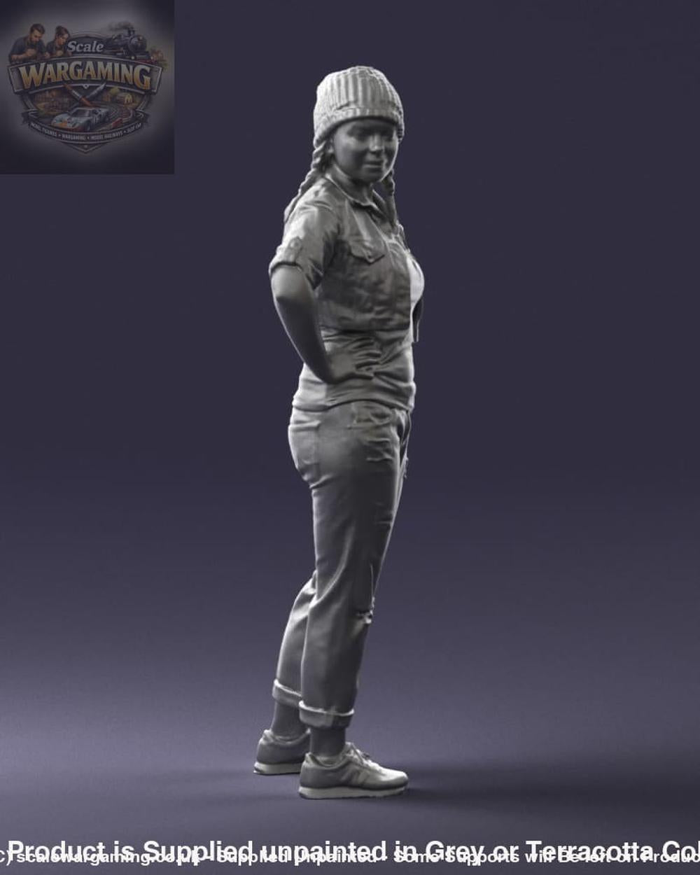 Young Girl In Hat Hands On Hips Figure