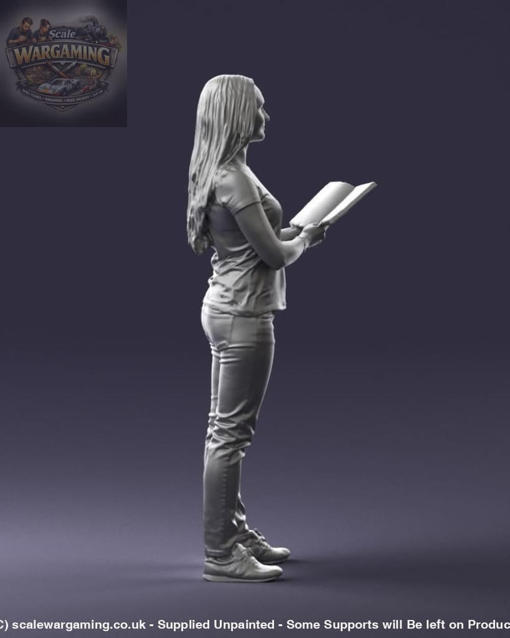 Young Girl Standing With Book Figure