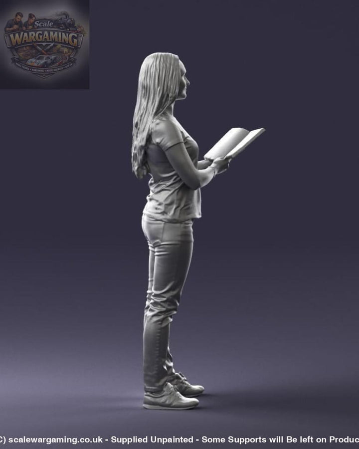 Young Girl Standing With Book Figure