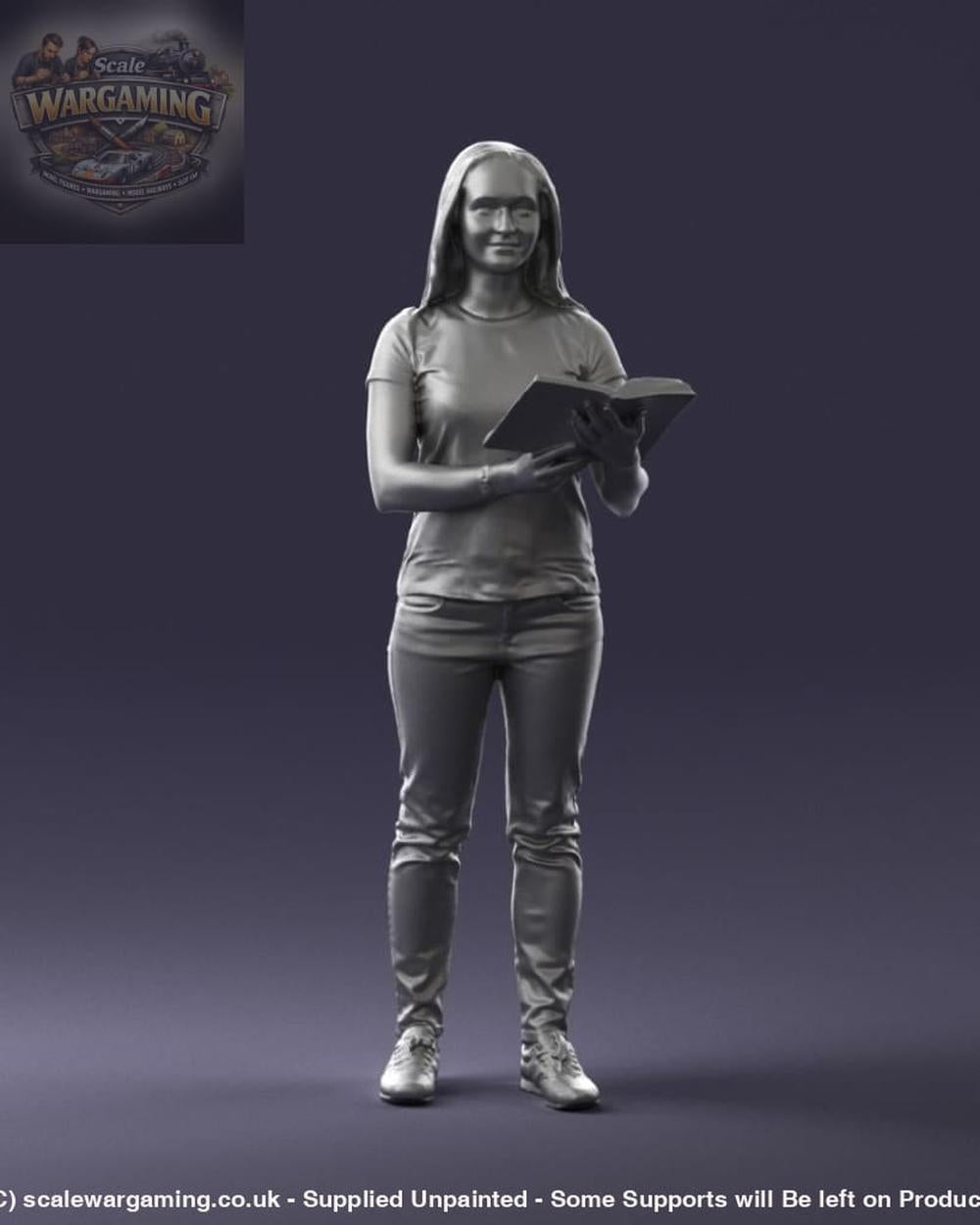 Young Girl Standing With Book Figure