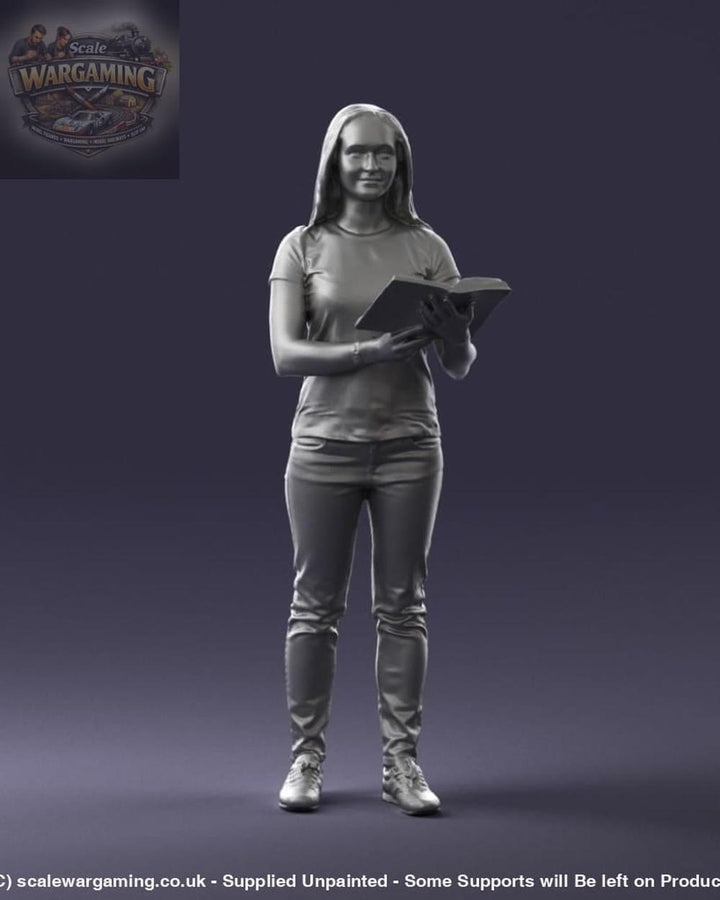 Young Girl Standing With Book Figure