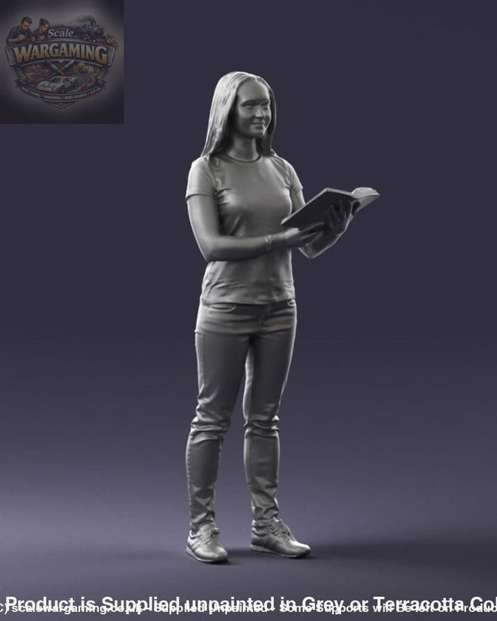 Young Girl Standing With Book Figure
