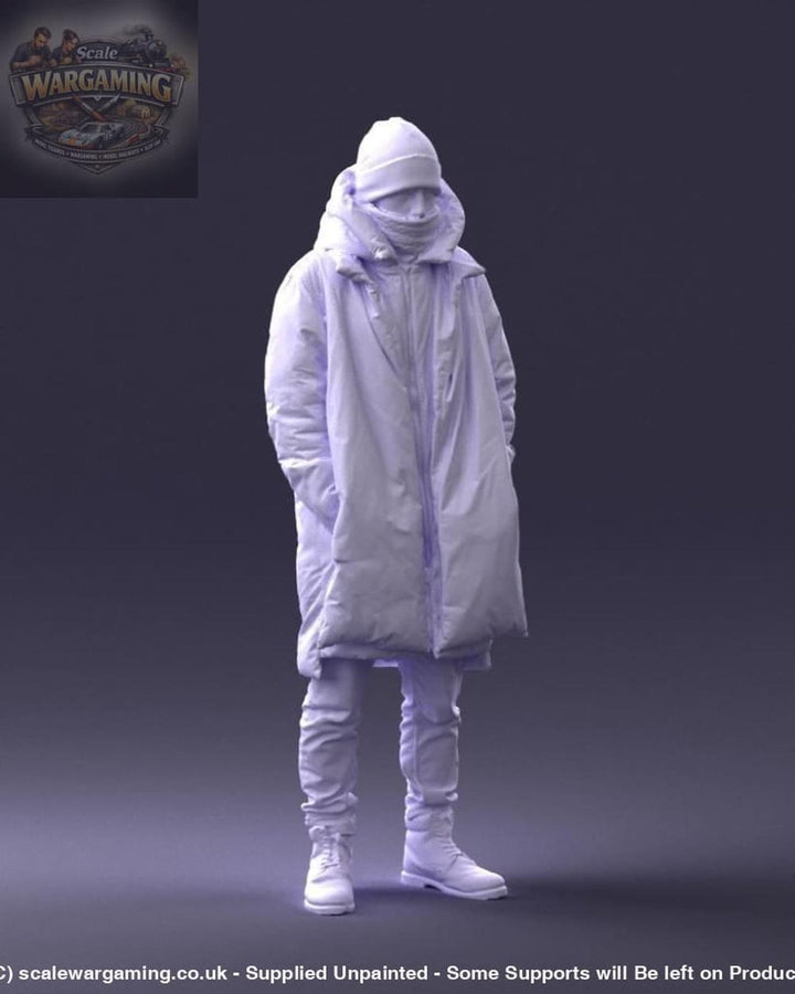 Young Male Wrapped Up Warm In Winter Jacket Figure