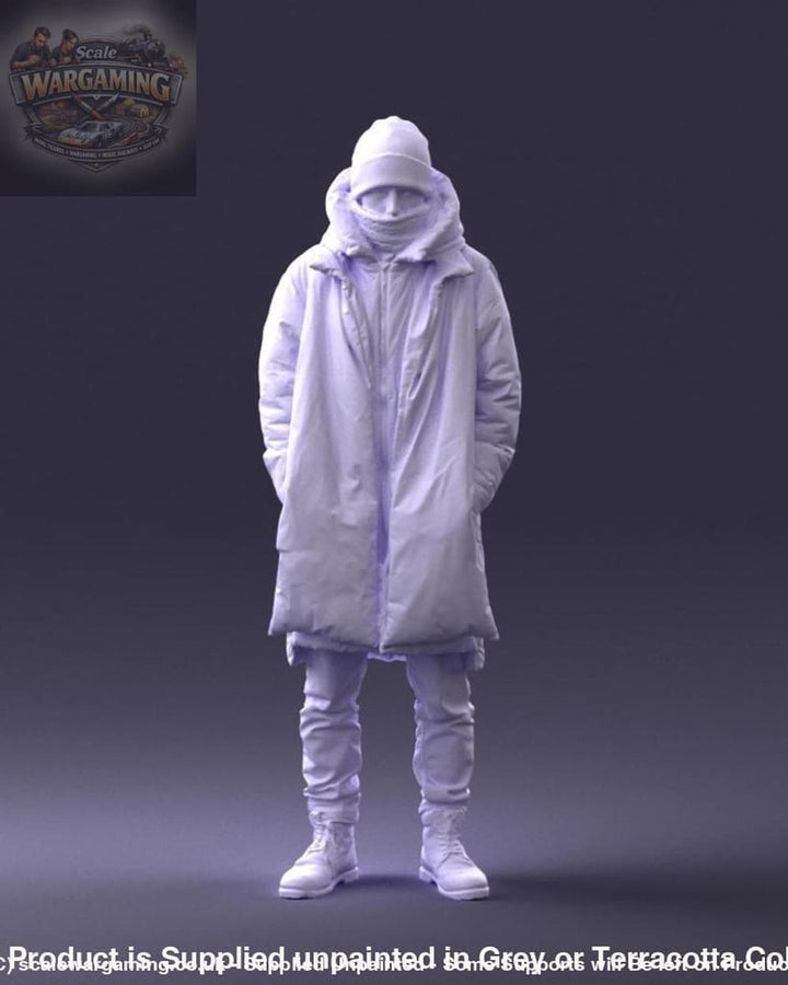 Young Male Wrapped Up Warm In Winter Jacket Figure