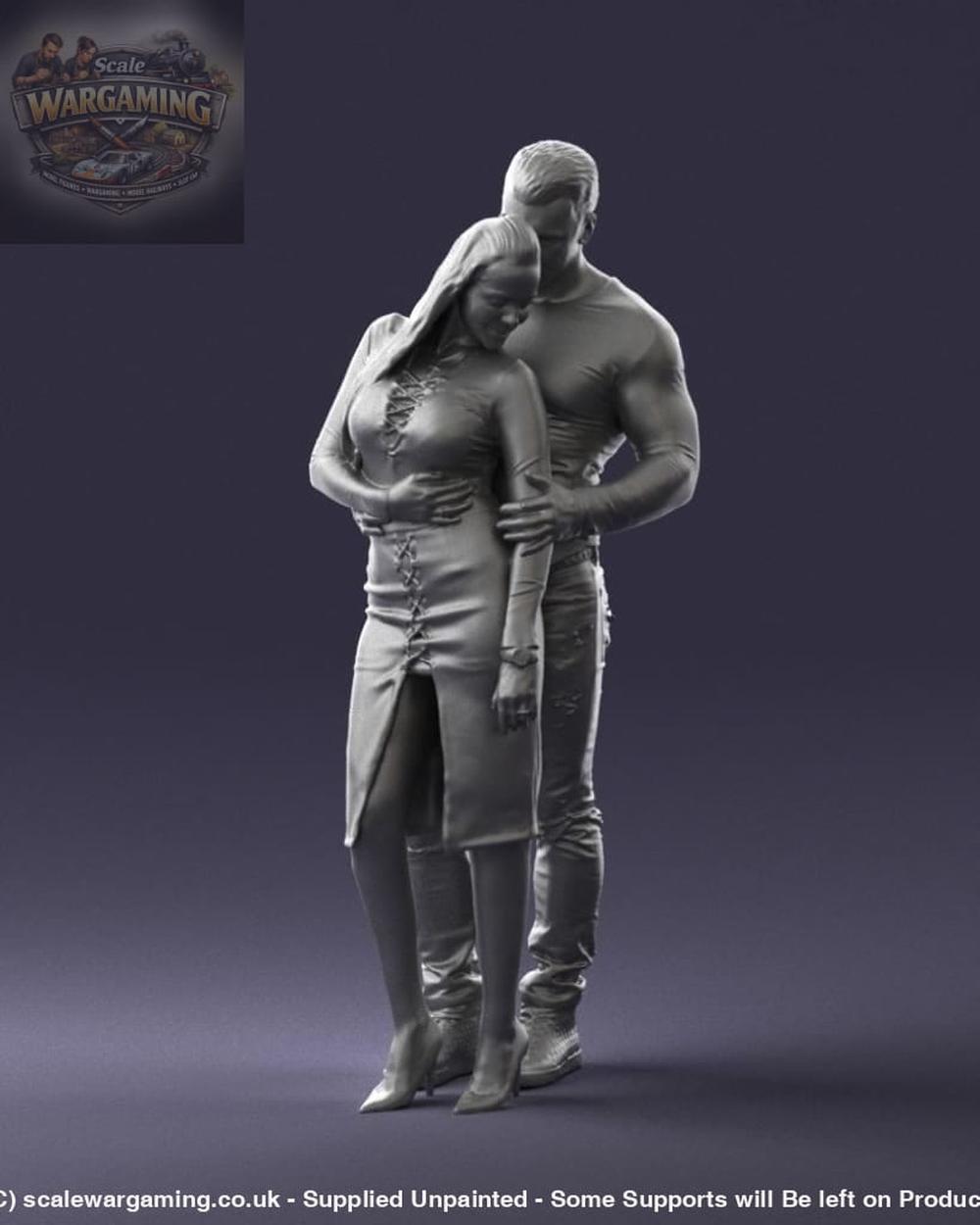 Young Smart Couple Hugging Figure