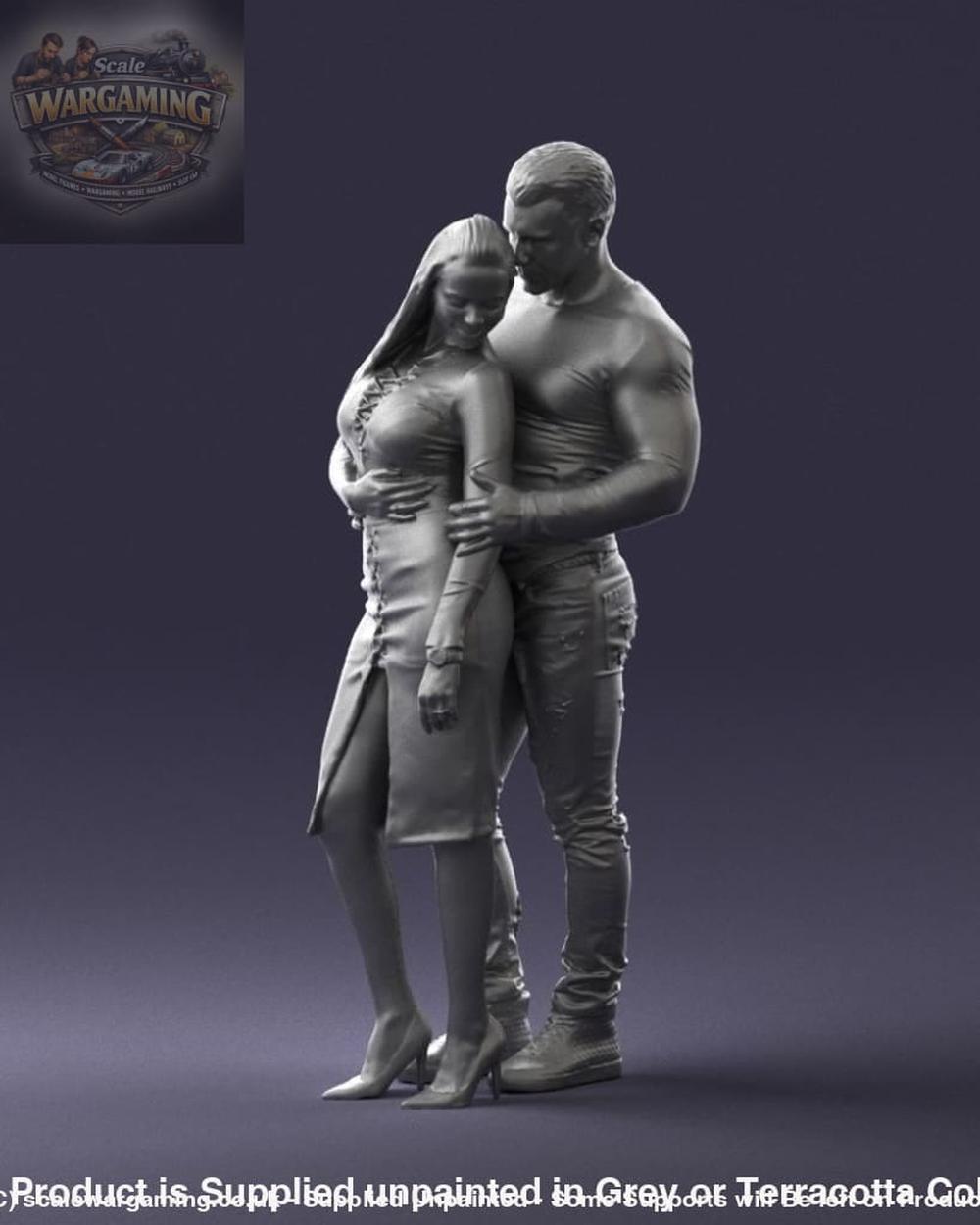 Young Smart Couple Hugging Figure