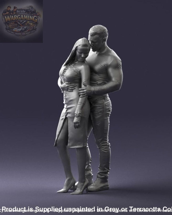 Young Smart Couple Hugging Figure