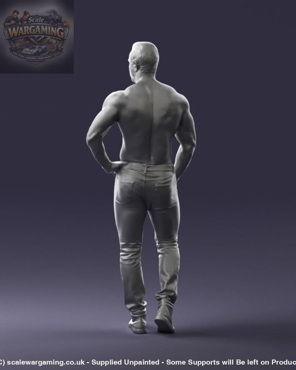 Young Male Bare Chested Walking Figure