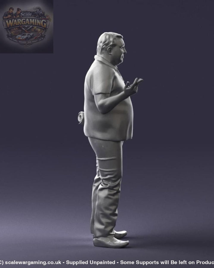 Older Male With Newspaper And Smoking Figure