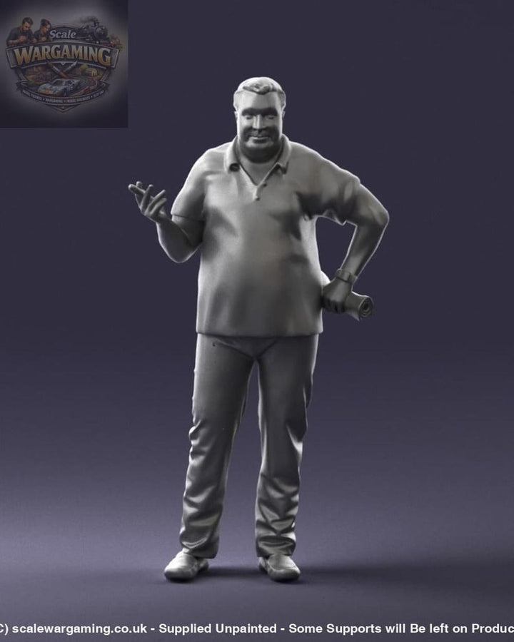 Older Male With Newspaper And Smoking Figure