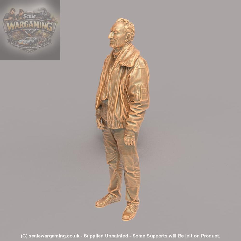MM107 Older Male in Leather jacket and Scarf Figure