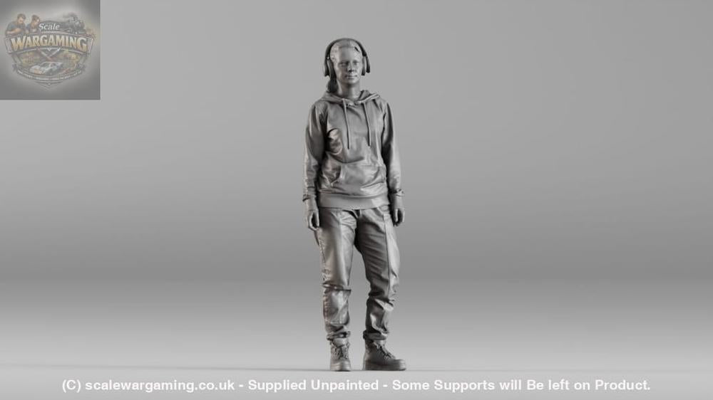 SW1348 Female Teenager wearing Headphones and Hoodie - Figure