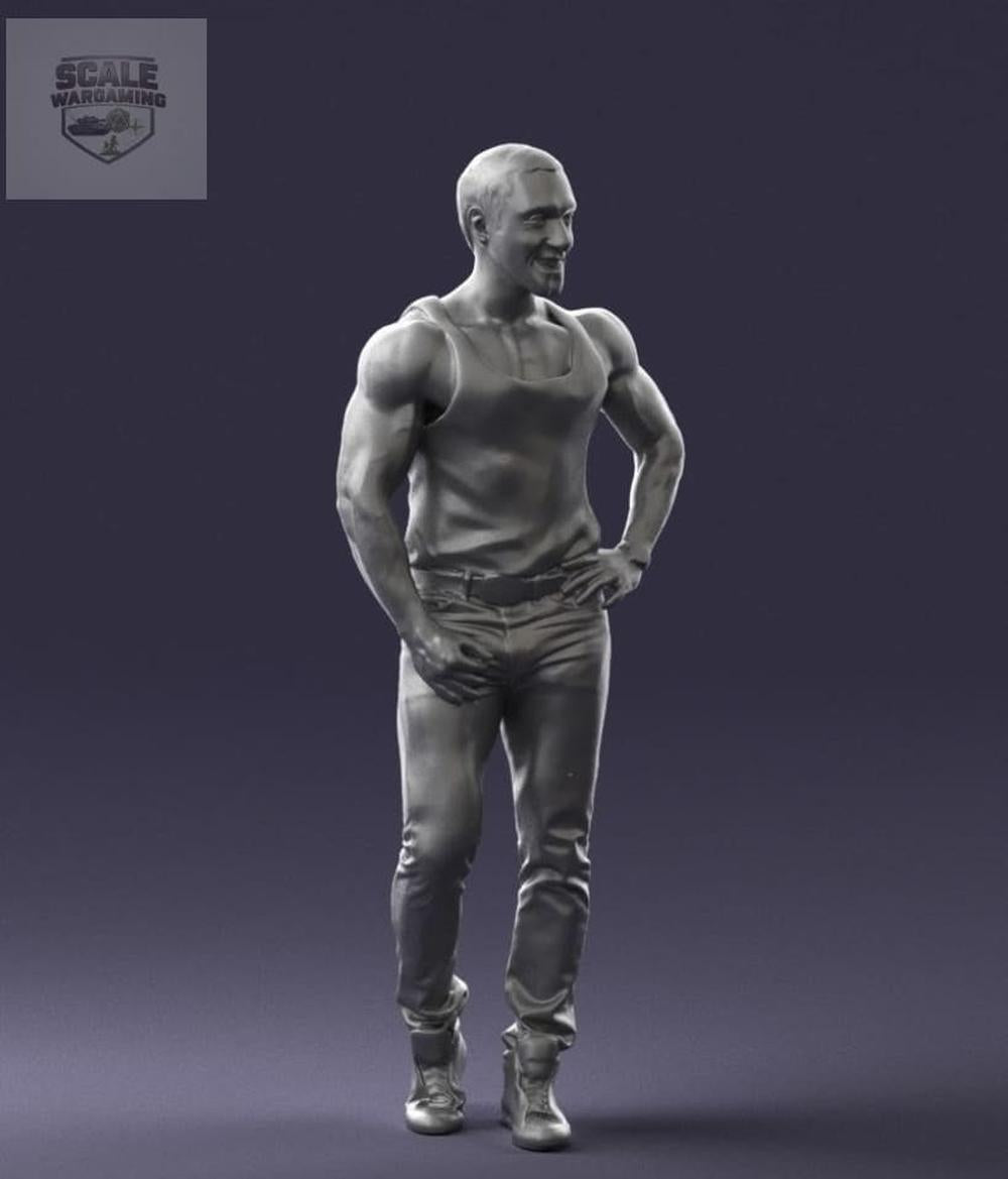 Body Builder In T-Shirt Posing Figure