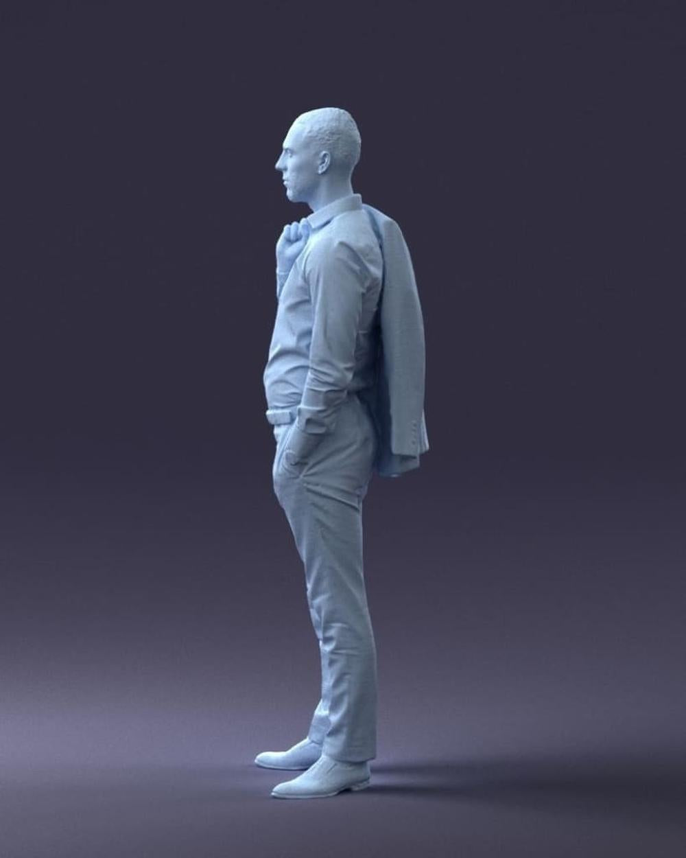 Business Man With Jacket On Shoulders Figure