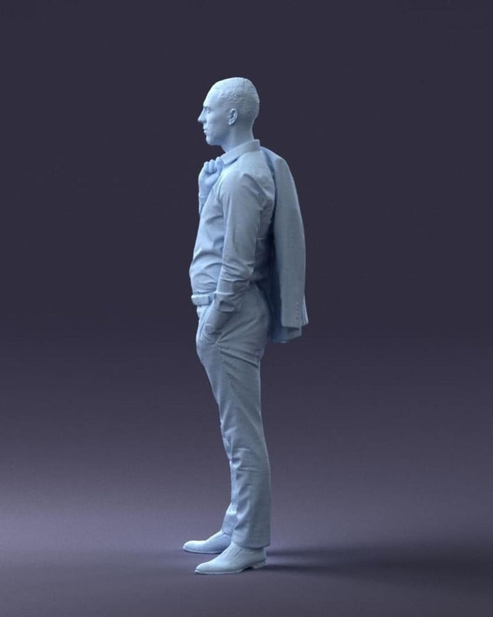 Business Man With Jacket On Shoulders Figure