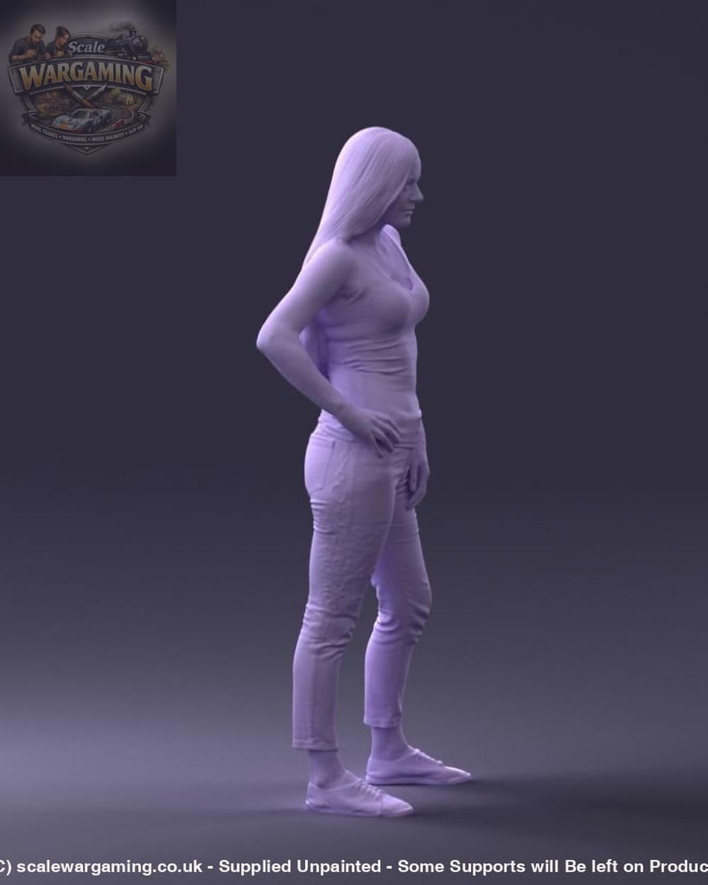 Young Teenage Girl Long Hair Hand On Hips Figure