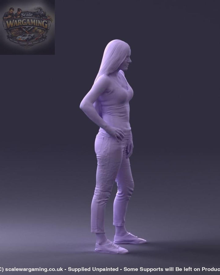 Young Teenage Girl Long Hair Hand On Hips Figure