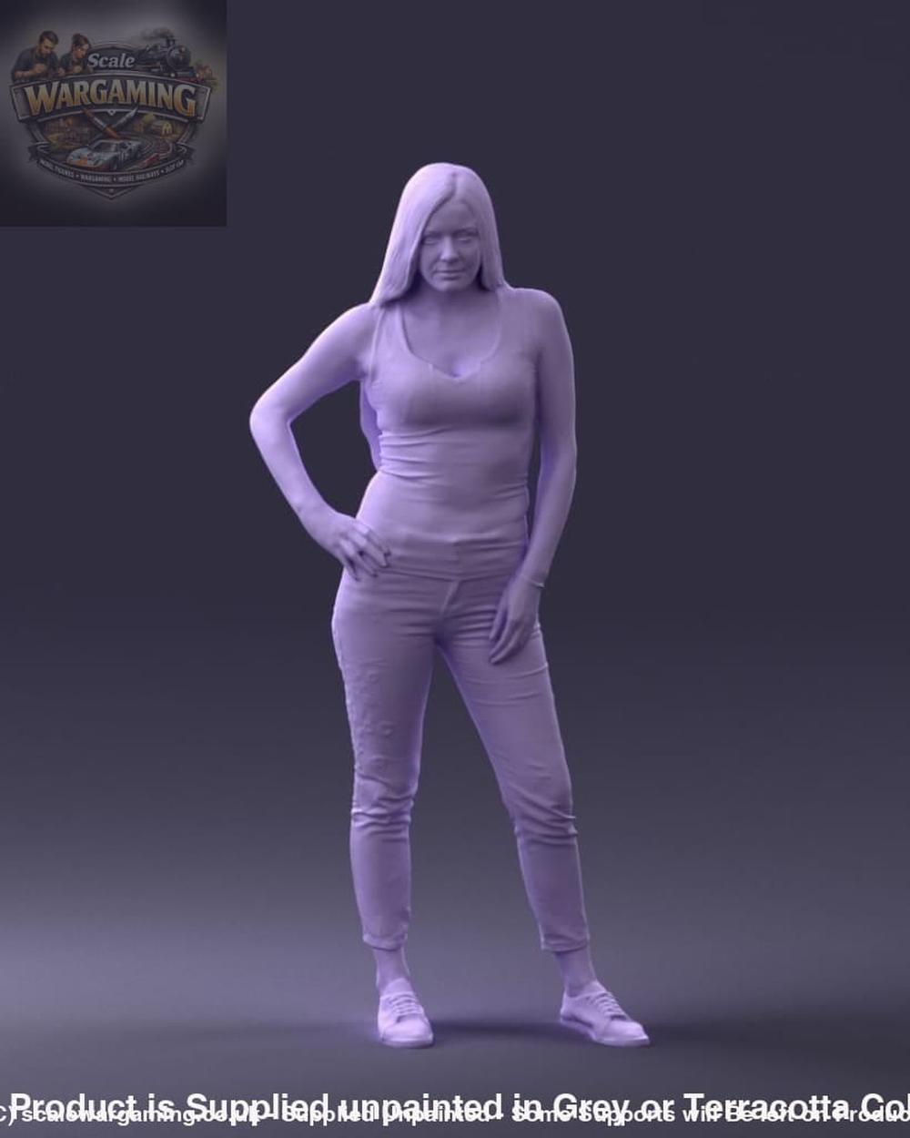 Young Teenage Girl Long Hair Hand On Hips Figure