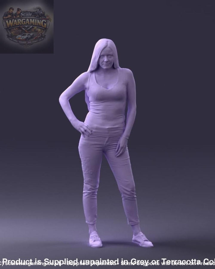 Young Teenage Girl Long Hair Hand On Hips Figure