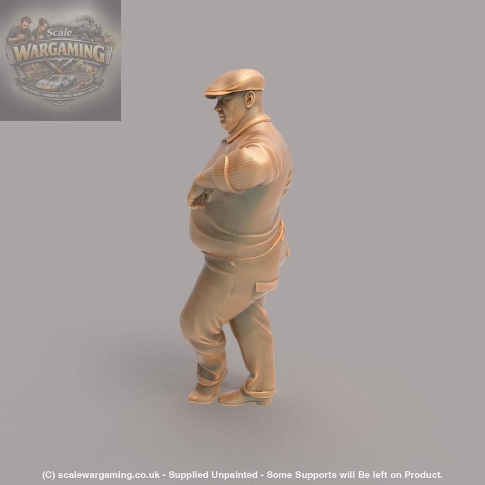 MM239 Large Male Wearing Flat Cap leaning Figure