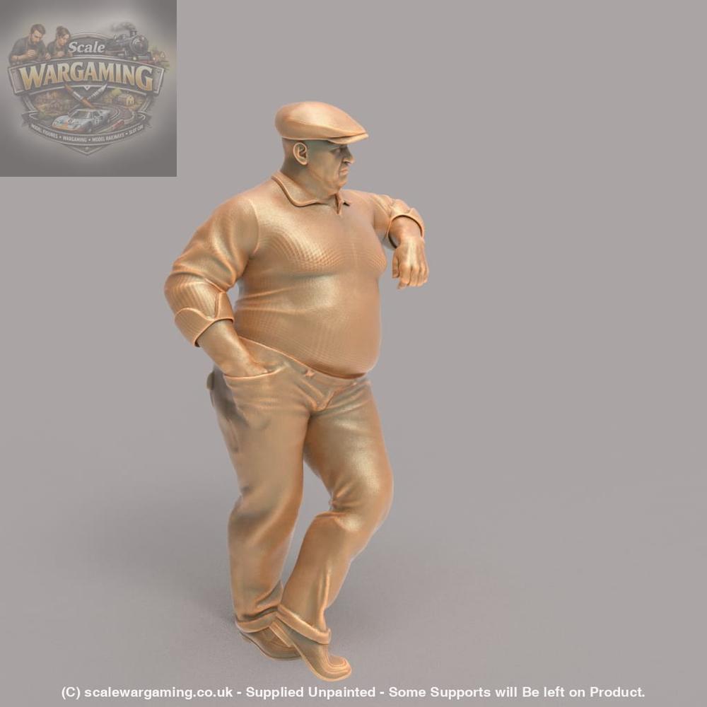 MM239 Large Male Wearing Flat Cap leaning Figure