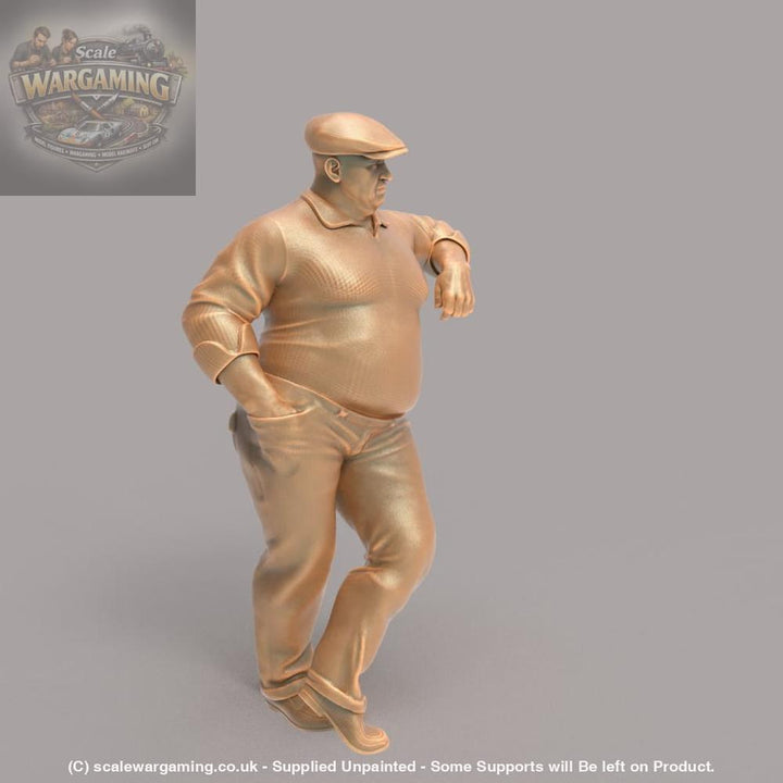MM239 Large Male Wearing Flat Cap leaning Figure