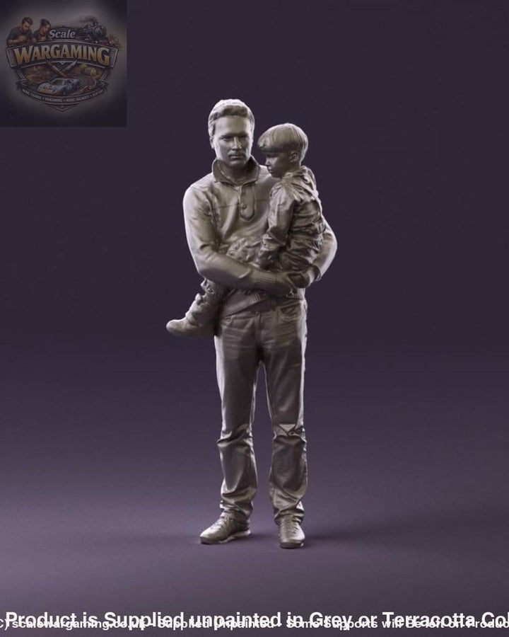 Young Dad With Baby/child In Arms Figure