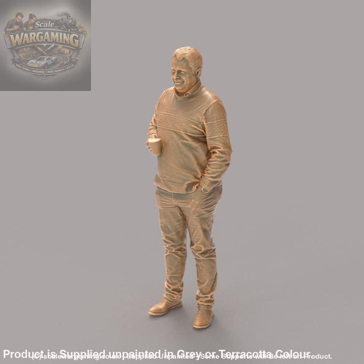 MM284 Grandad in Sweater with Cup of Tea Figure