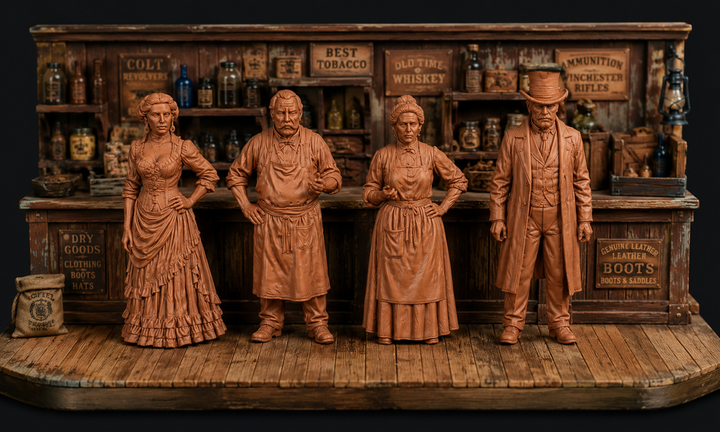 SW3335 American Wild  West Shop Keepers-Undertaker-Bar Girl