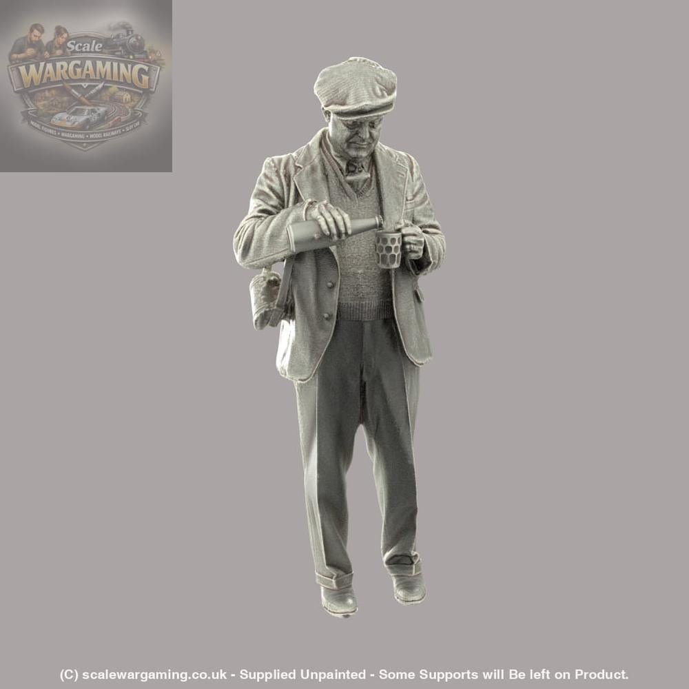132s-0056 Smart Male Pouring Beer WW2 Era Figure