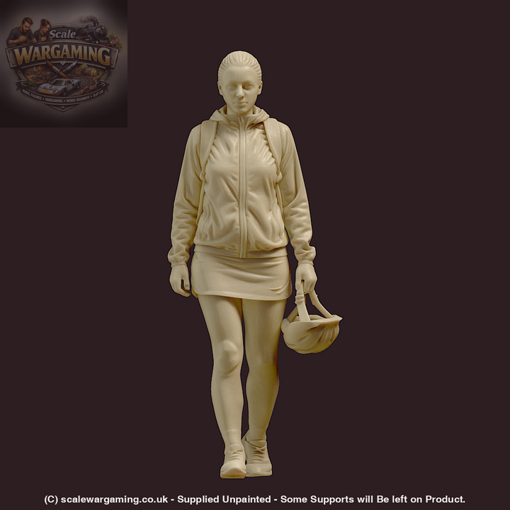 MM4173 Young Female in Skirt holding Cycle Helmet Figure