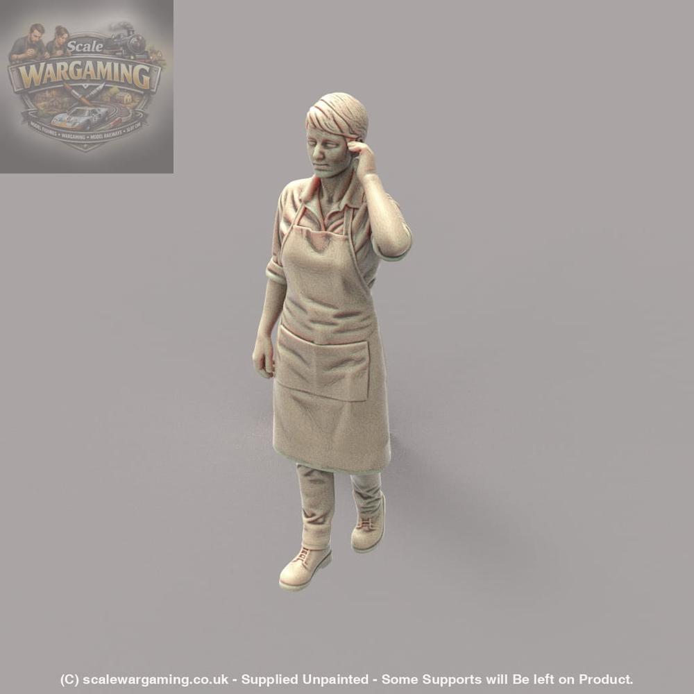 MM4174 Female in Apron Hand on Ear Figure