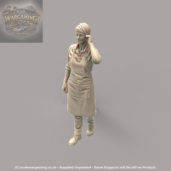 MM4174 Female in Apron Hand on Ear Figure