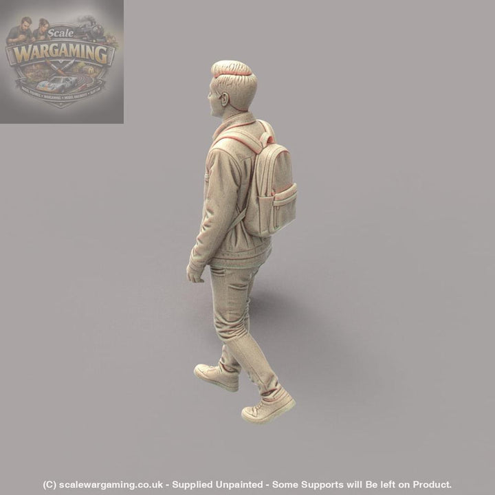 MM4179 Older Male Walking With Backpack Figure