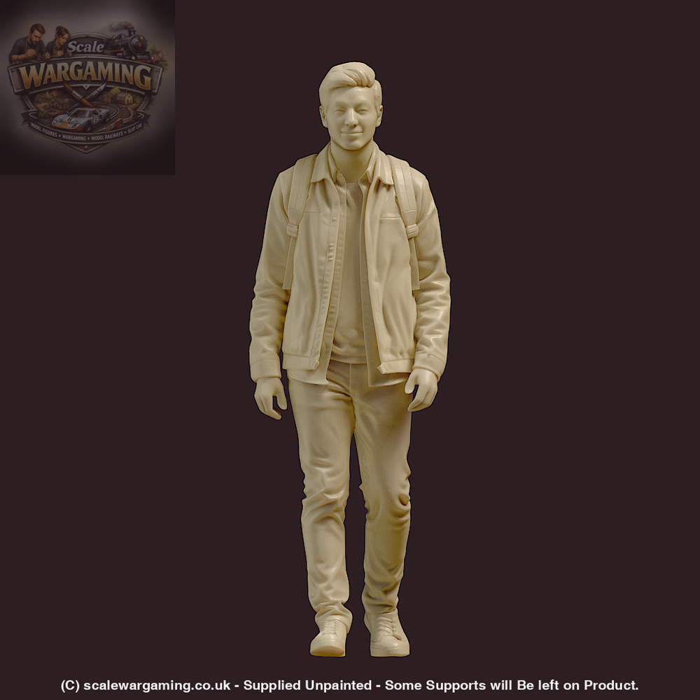 MM4179 Older Male Walking With Backpack Figure