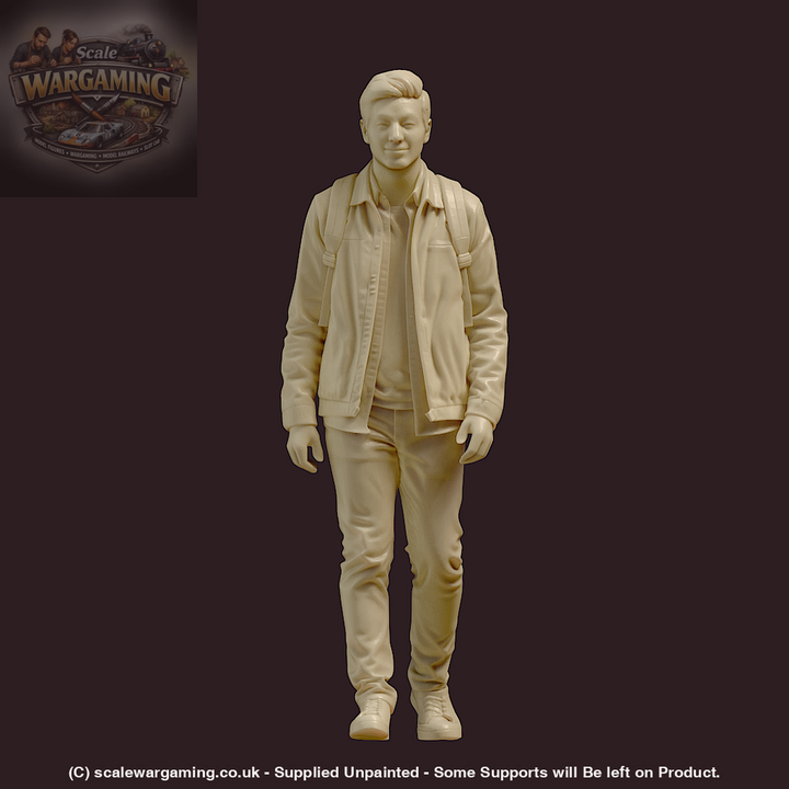 MM4179 Older Male Walking With Backpack Figure